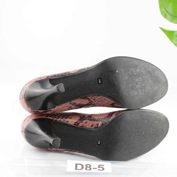 Franco Sarto Women Pump Size 7.5 Pink Snakeskin Leather Peep Toe Heel Dress Shoe - Picture 8 of 13